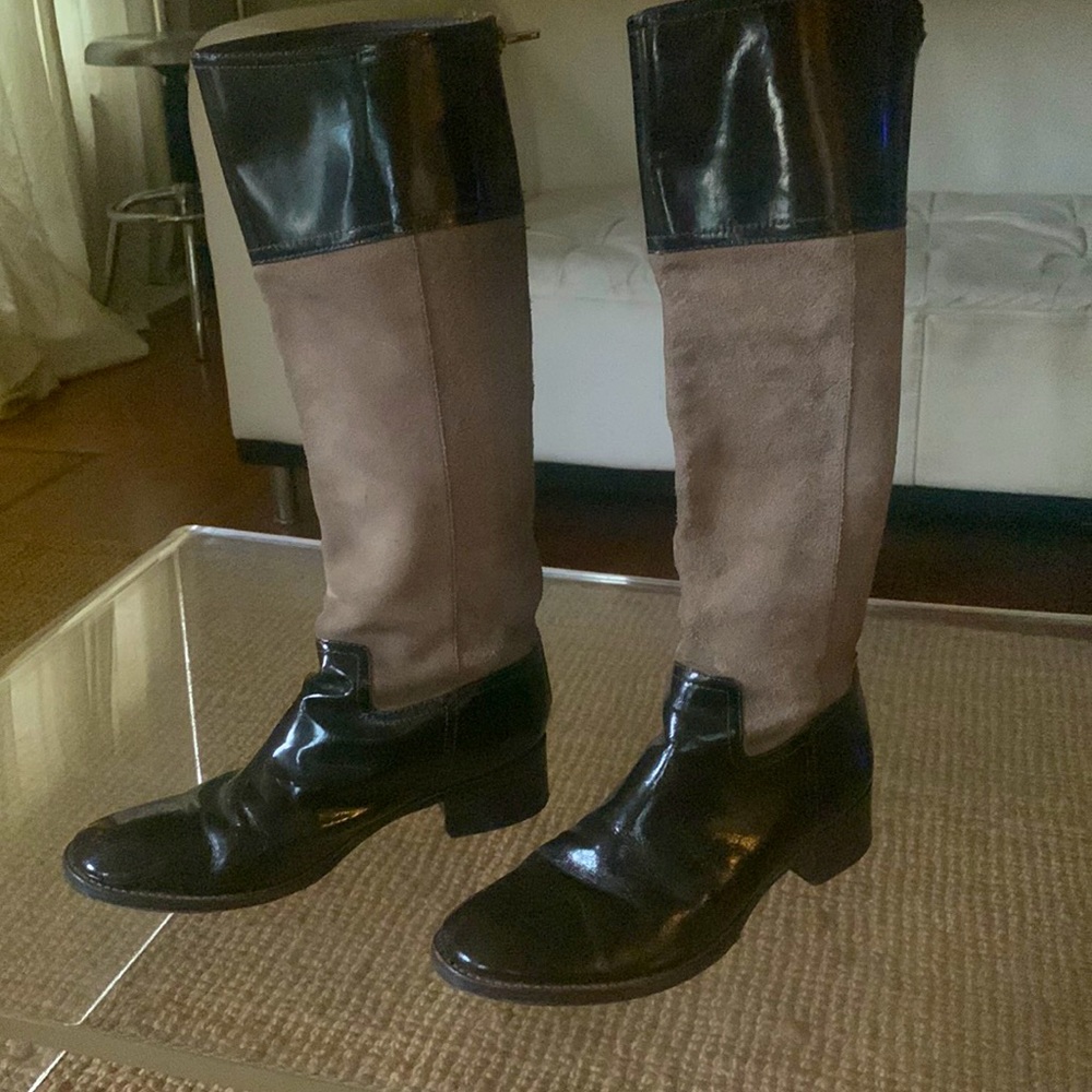 ✨Two tone leather/suede knee high boots✨